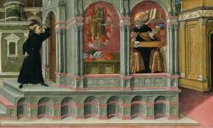 Saint Augustine's Vision of Saints Jerome and John the Baptist by Matteo Di Giovanni Oil Painting