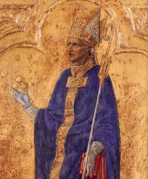 St Nicholas of Bari Detail Oil painting by Matteo Di Giovanni