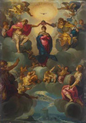 The Coronation Of The Virgin By The Holy Trinity by Matthaus Gundelach Oil Painting