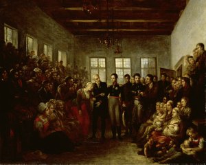 The Prince of Orange Visititing Flood Victims at the Almoners Orphanage, Amsterdam, on 14 February 1825 by Mattheus Ignatius Van Bree Oil Painting