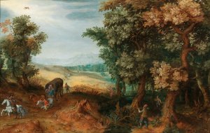A wooded landscape with an ambush by Mattheus Molanus Oil Painting