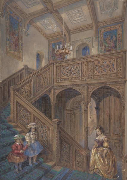 Design for a Jacobean-style Staircase  by Matthew Digby Wyatt - Hand-Painted Oil Painting Reproduction