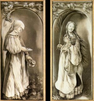 St Elizabeth and a Saint Woman with Palm Oil painting by Matthias Gruenewald