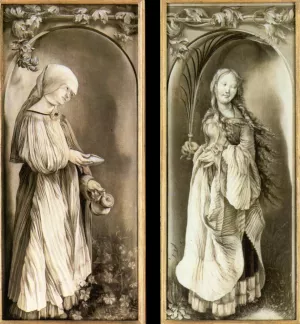 St Elizabeth and a Saint Woman with Palm Oil painting by Matthias Gruenewald