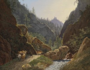 Bauer mit Ochsengespann bei Schottwien by Matthias Rudolf Toma Oil Painting