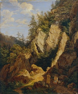Felsenpartie bei Schottwien by Matthias Rudolf Toma Oil Painting