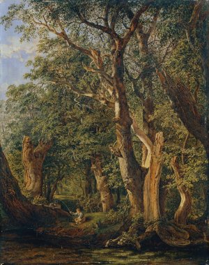Partie aus dem Prater mit fischenden Knaben by Matthias Rudolf Toma Oil Painting
