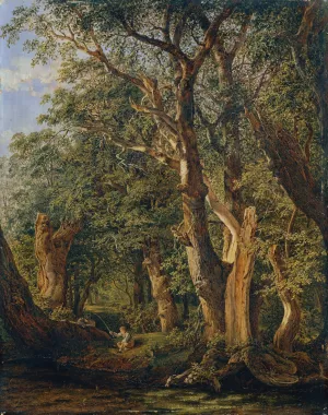Partie aus dem Prater mit fischenden Knaben Oil painting by Matthias Rudolf Toma