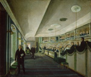 Fra et mote i den gamle Stortingssalen i Christiania Katedralskole by Matthias Stoltenberg Oil Painting