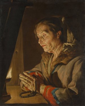 Old Woman Praying by Matthias Stom Oil Painting