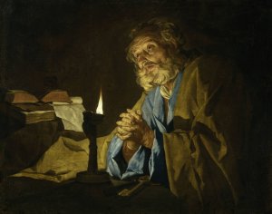 Saint Peter in Prayer by Matthias Stom Oil Painting