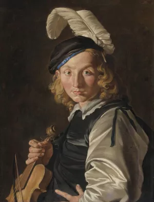 Young Man With A Fiddle by Matthias Stom Oil Painting