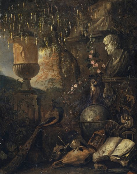 Philosophisches Vanitas-Stillleben  by Matthias Withoos Amersfoort - Hand-Painted Oil Painting Reproduction