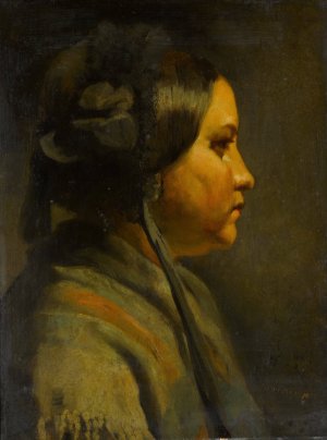 Study of the head of a young woman in profile by Matthijs Maris Oil Painting