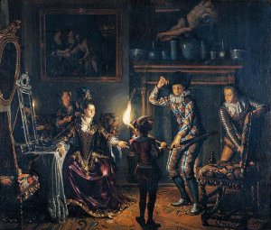 Candle-Lit Interior by Matthijs Naiveu Oil Painting