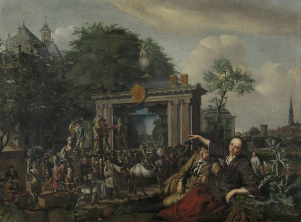Main Product Photo of Toneelvoorstelling in de open lucht  Painting by Matthijs Naiveu