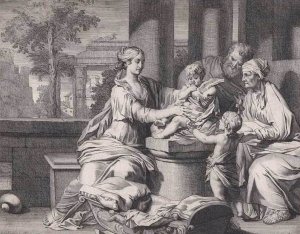 The Holy Family with a Dove by Matthys Pool Oil Painting