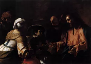 A Mother Entrusting Her Sons to Christ Oil painting by Mattia Preti