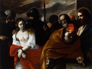 Christ and the Woman Taken in Adultery by Mattia Preti Oil Painting