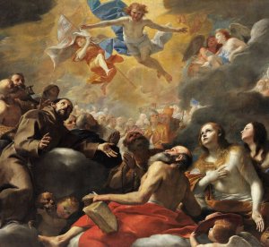 Christ In Glory With Saints by Mattia Preti Oil Painting