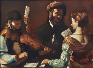 Concertino With A Violin Player by Mattia Preti Oil Painting