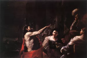 St John the Baptist Before Herod by Mattia Preti Oil Painting