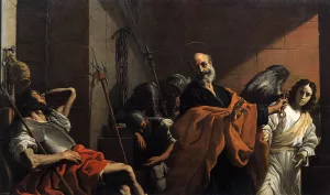 The Release of St Peter from Prison by Mattia Preti - Oil Painting Reproduction