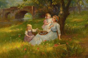 The Daisy Chain by Maude Goodman Oil Painting