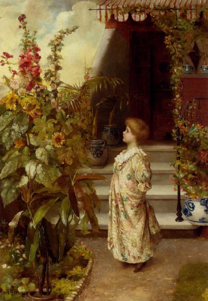 The Little Flowergirl by Maude Goodman - Hand-Painted Oil Painting Reproduction
