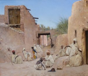 A Street In The Oasis Of Chetma by Maurice Bompard Oil Painting