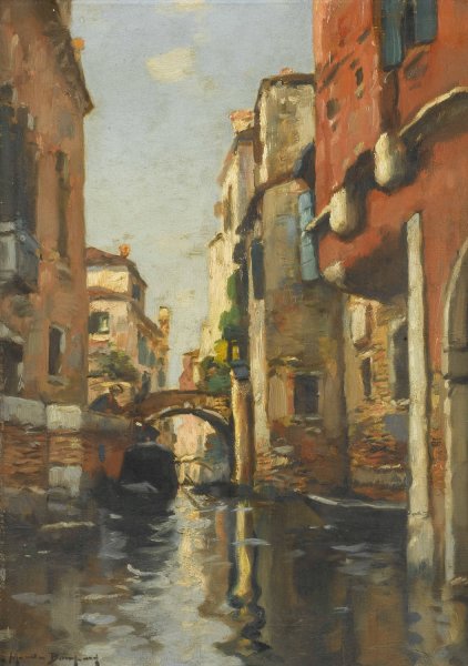 Au canal a Venice by Maurice Bompard - Hand-Painted Oil Painting Reproduction