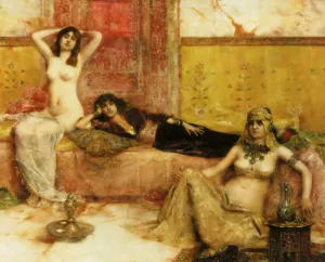 L'Attente: Odalisques Dans le Harem by Maurice Bompard Oil Painting