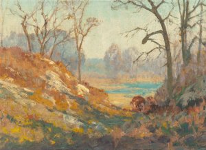 Lake at Mount Kisco, New York by Maurice Braun Oil Painting