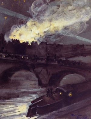Bombardement de Paris en 1918. incendie rue de Rivoli, 12 avril 1918 Oil painting by Maurice Busset