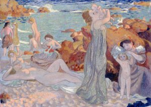 Baigneuses, plage du Pouldu Oil painting by Maurice Denis