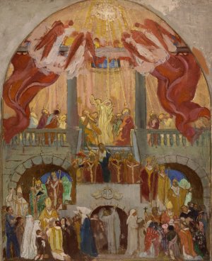 La Pentecote, l'Eglise romaine, l'Eglise d'orient by Maurice Denis Oil Painting
