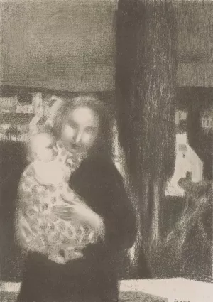 Moeder met baby bij een cipres by Maurice Denis Oil Painting