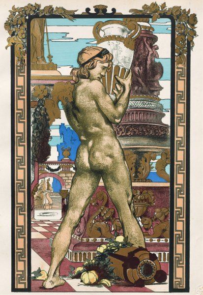 Porteur d'Amphore  by Maurice Desvallieres - Hand-Painted Oil Painting Reproduction