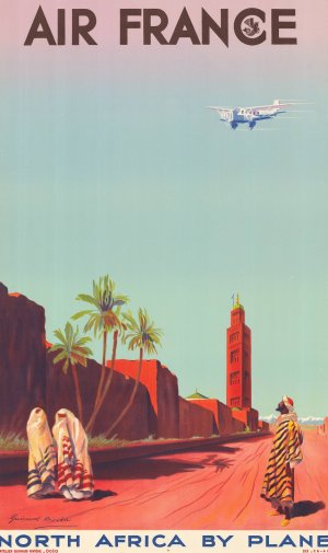 Air France - North Africa by plane by Maurice Guiraud-Riviere Oil Painting