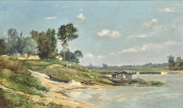 A River Landscape by Maurice Levis - Hand-Painted Oil Painting Reproduction