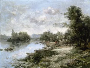 The Seine at Courevoie by Maurice Levis - Oil Painting Reproduction
