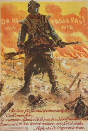 On ne passe pas. 1914 . . . 1918. Par deux fois j'ai tenu et vaincu sur la Marne by Maurice Louis Henri Neumont Oil Painting