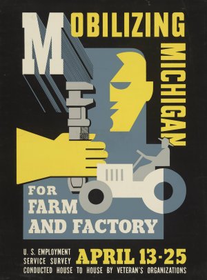 Mobilizing Michigan for farm and factory by Maurice Merlin Oil Painting