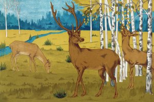 Cerfs by Maurice Pillard Verneuil Oil Painting