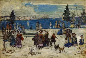 April Snow, Salem by Maurice Brazil Prendergast - Oil Painting Reproduction