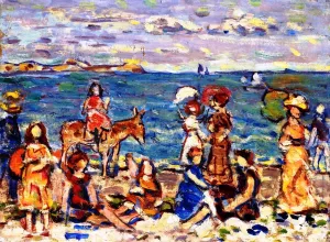 At the Beach by Maurice Brazil Prendergast - Oil Painting Reproduction