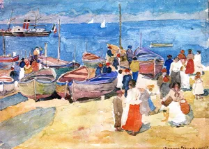 At the Shore Capri by Maurice Brazil Prendergast Oil Painting
