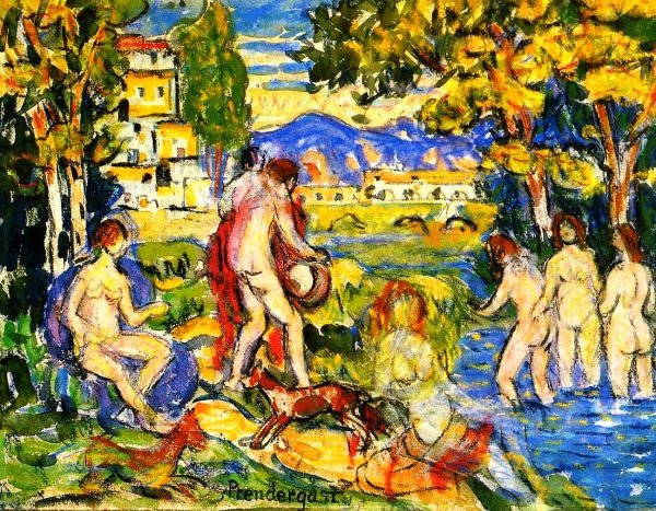 Main Product Photo of Bathers Painting by Maurice Brazil Prendergast