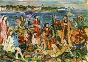 Bathers, New England by Maurice Brazil Prendergast Oil Painting