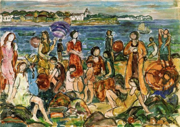 Main Product Photo of Bathers, New England Painting by Maurice Brazil Prendergast